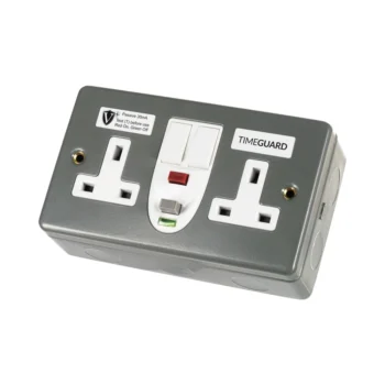 Timeguard | RCD08MPVN | RCD Passive | 2 Gang Metal Switched Socket