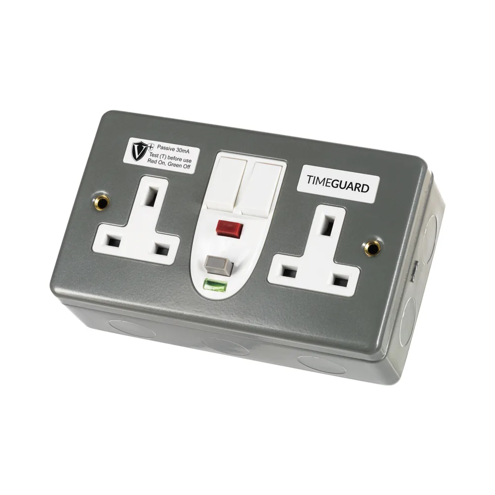 Timeguard | RCD08MPVN | RCD Passive | 2 Gang Metal Switched Socket 1 Timeguard | RCD08MPVN | RCD Passive | 2 Gang Metal Switched Socket