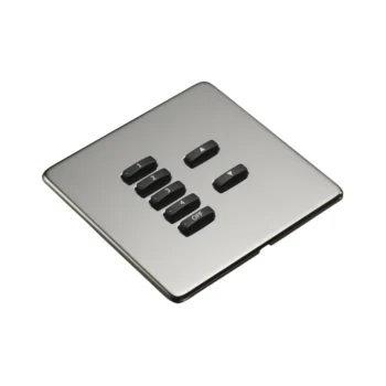 Rako Cover Plate Kit for Classic Wired Control Modules - Single Gang 7-Button - Screwless Flush Mount Crabtree Platinum - Black Nickel