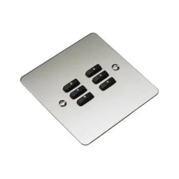 Rako Cover Plate Kit for Classic Wired Control Modules - Single Gang 6-Button - Flat Plate Flush/Surface Mounting - Brushed Stainless Steel