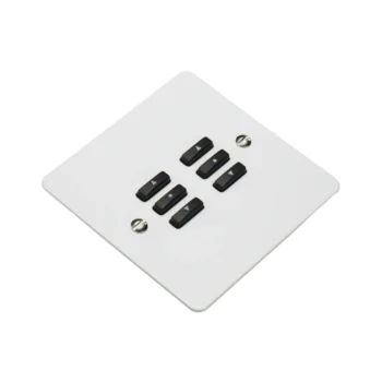 Rako Cover Plate Kit for Classic Wired Control Modules - Single Gang 6-Button - Flat Plate Flush/Surface Mounting - White Metal