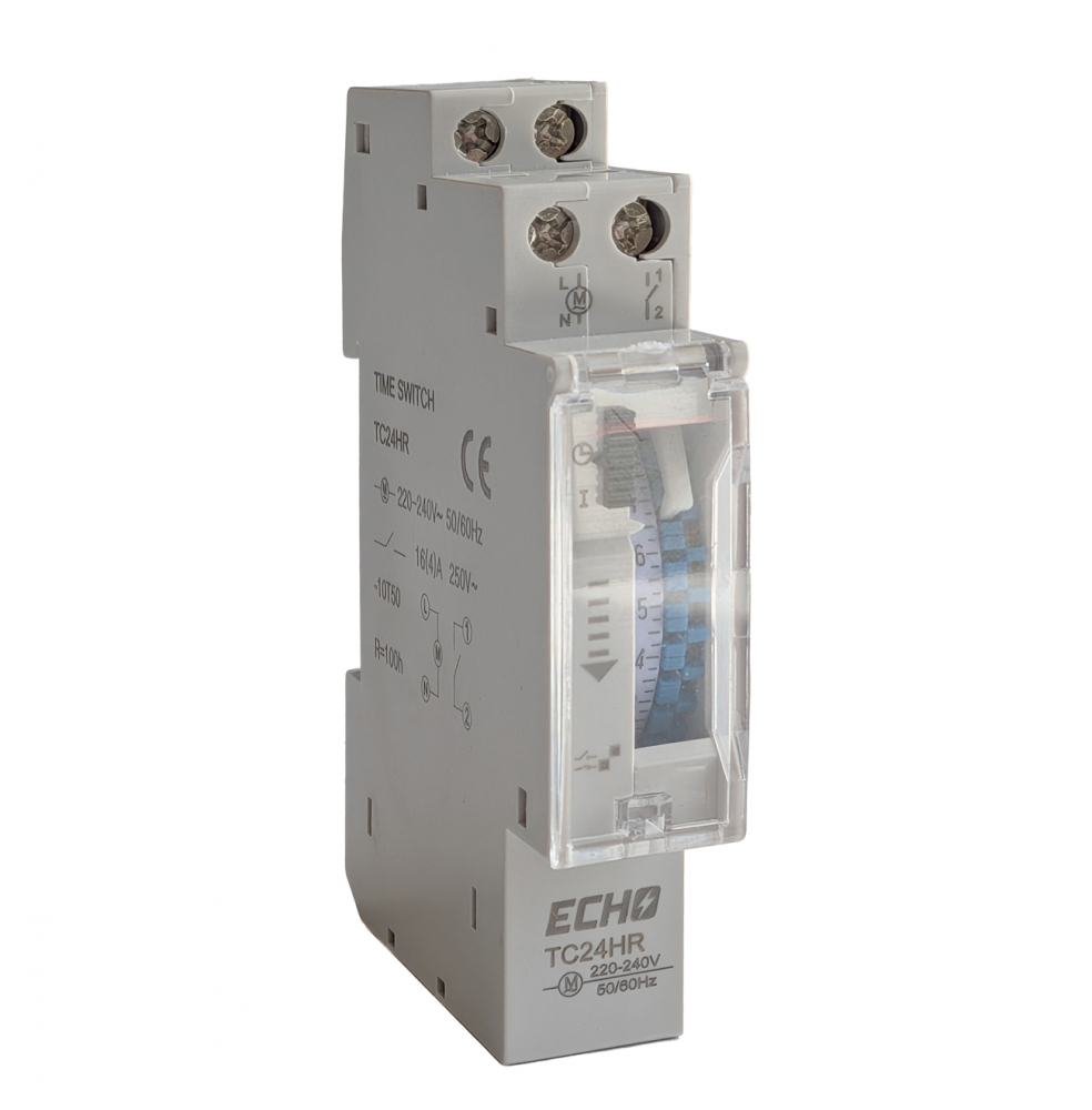 Deligo | TC24HR | 24 Hour DIN Rail Time Clock | 15 Min Segment 1 24 Hour DIN Rail Time Clock