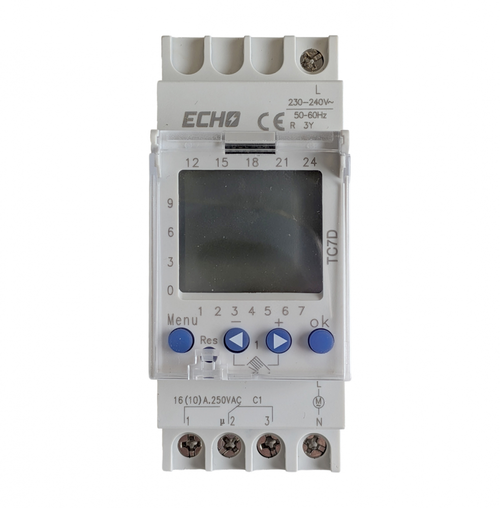 Deligo | TC7D | 1 Channel 7 Day Time Clock | 16A | Battery Backup 5 Deligo | TC7D | 1 Channel 7 Day Time Clock | 16A | Battery Backup