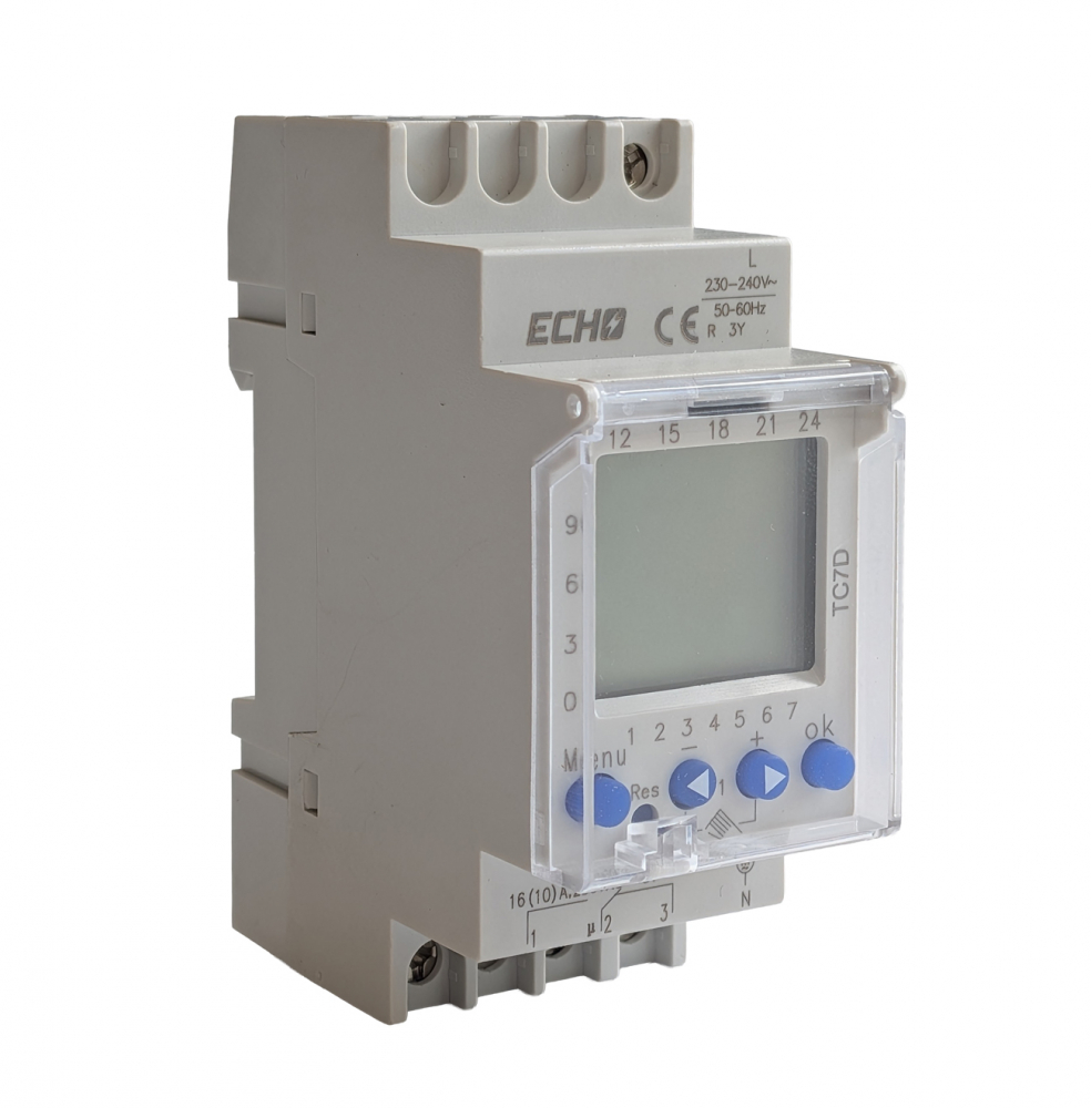 Deligo | TC7D | 1 Channel 7 Day Time Clock | 16A | Battery Backup 1 1 Channel 7 Day Time Clock