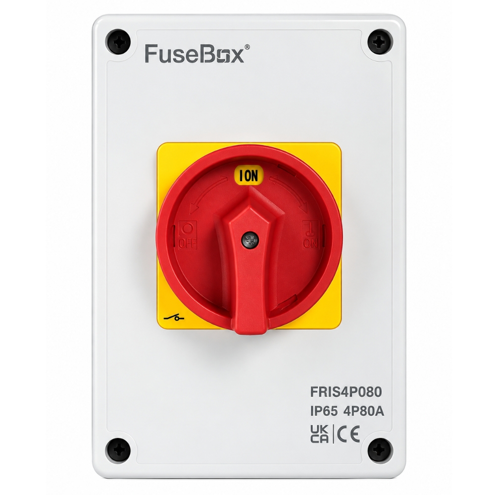 FuseBox | FRIS4P080 | 4 Pole AC Rotary Isolator | IP65 | 80A 1 FuseBox FRIS4P080 80A 4 Pole AC Rotary Isolator