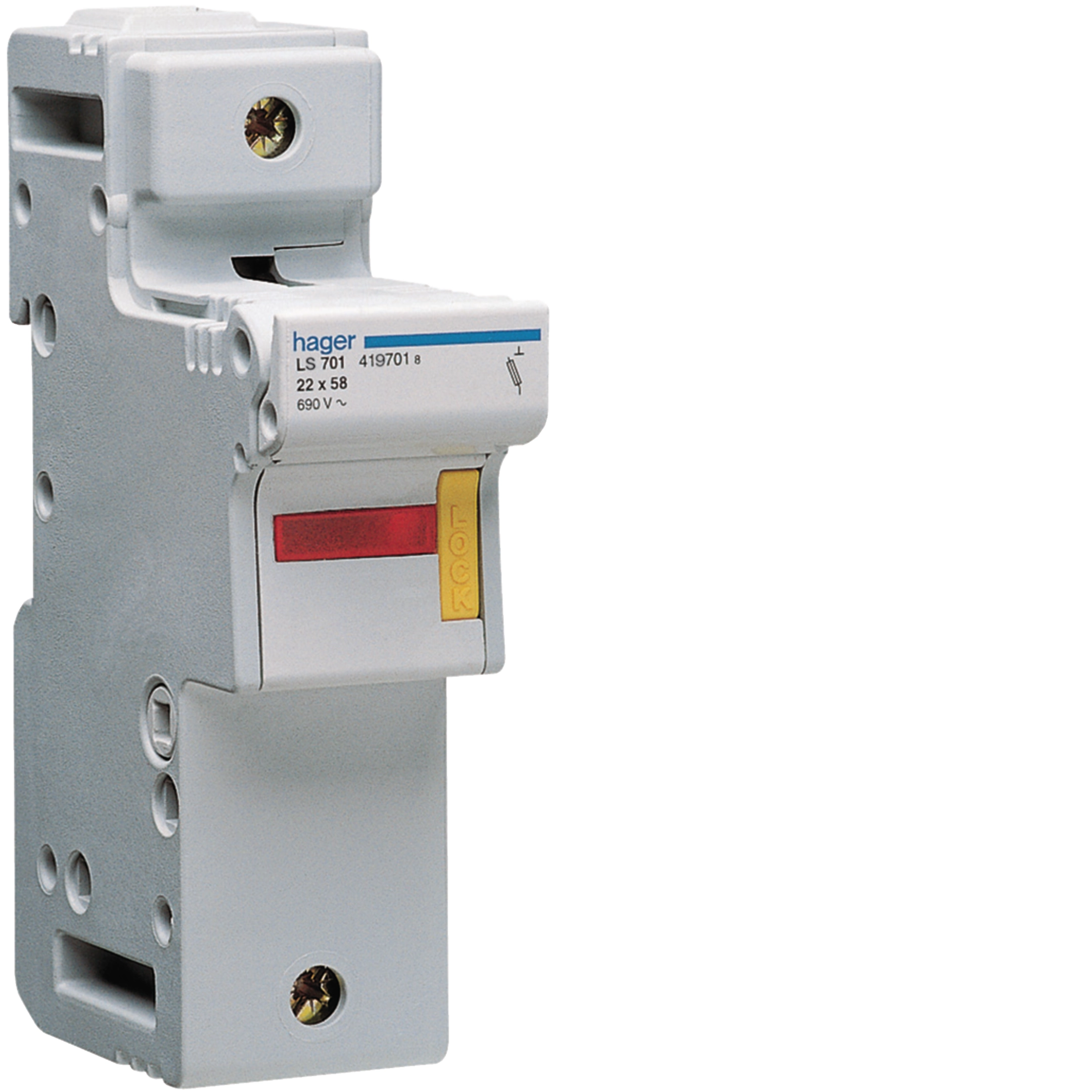 Hager | LS701 | 1P Fuse Carrier | 125A 690V | 22x58 1 1P 125A Fuse Carrier 690V