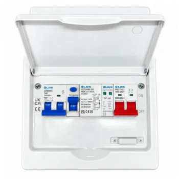 LHP840MSB Live Electrical Heat Pump SPD Consumer Unit with Type B RCD and C40 DP MCB