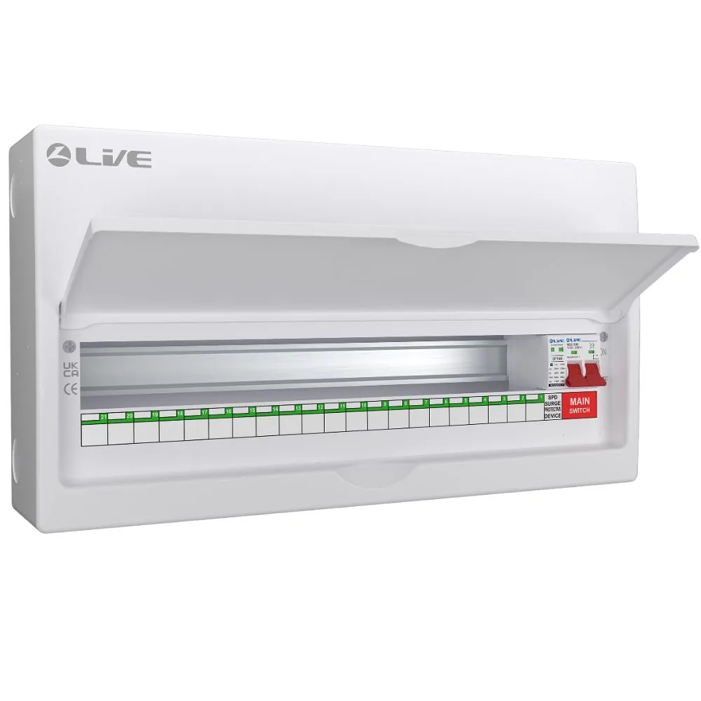 Live Electrical | LSMC24M-SP | 100A Main Switch | 21 Way SPD Metal Consumer Unit 1 Live Electrical LSMC24M-SP 21 Way SPD Consumer Unit