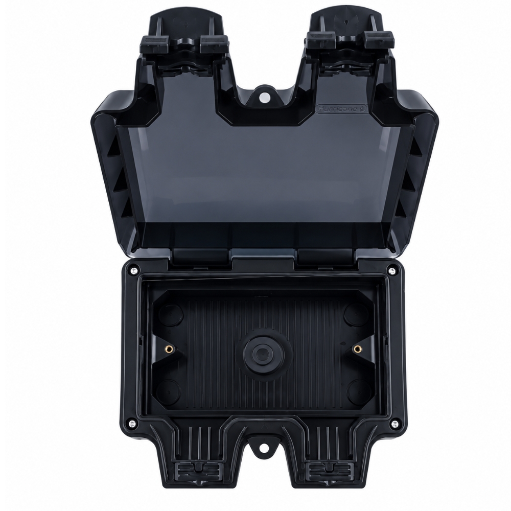 Niglon | H-BWS132HSE | Hurricane IP66 2 Gang Empty Enclosure | Black 1 Niglon H-BWS132HSE IP66 2 Gang Empty Enclosure