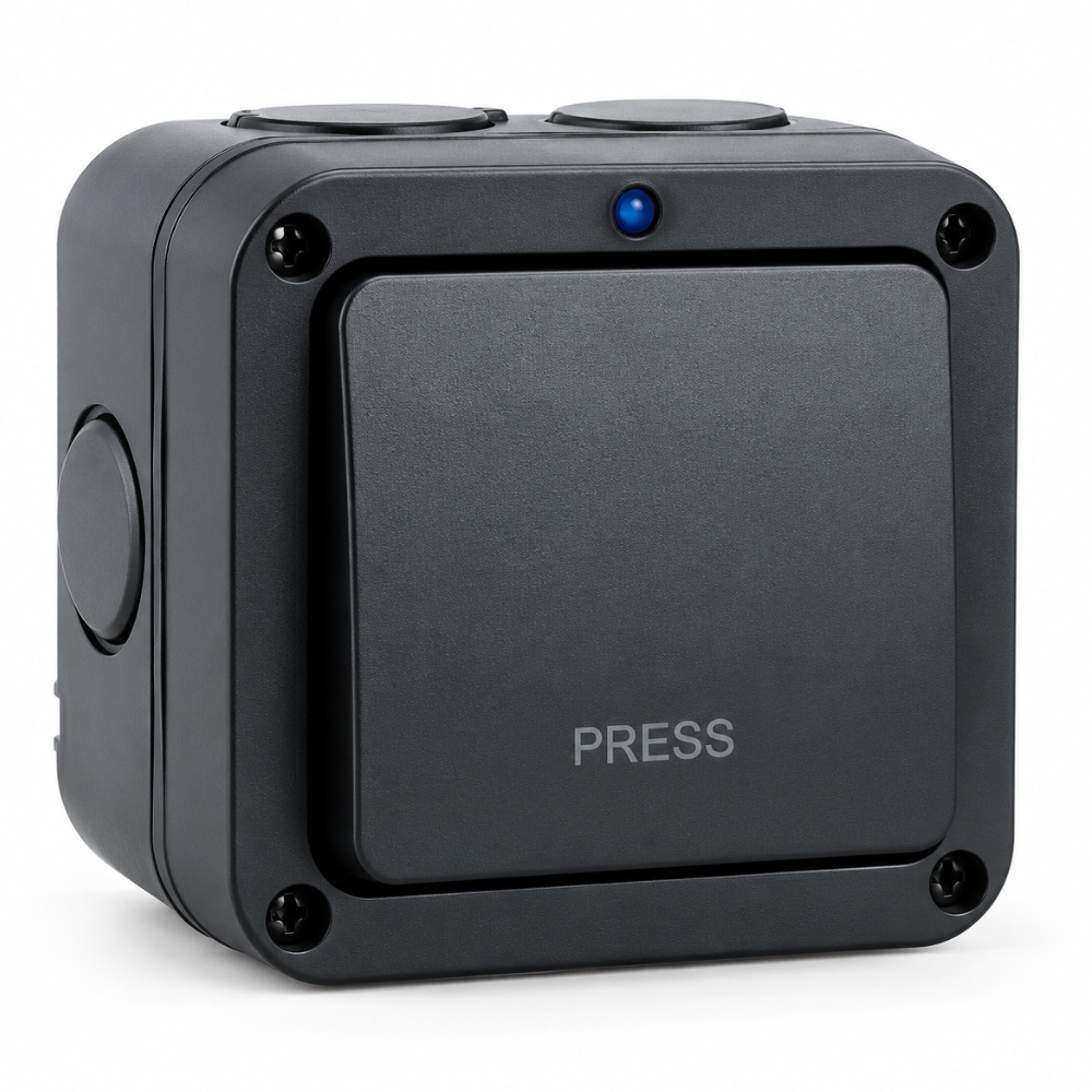 Niglon | H-BWS201R | Hurricane IP66 20AX 1 Gang 2 Way Retractive Switch | Black 1 Niglon H-BWS201R IP66 20AX Retractive Switch