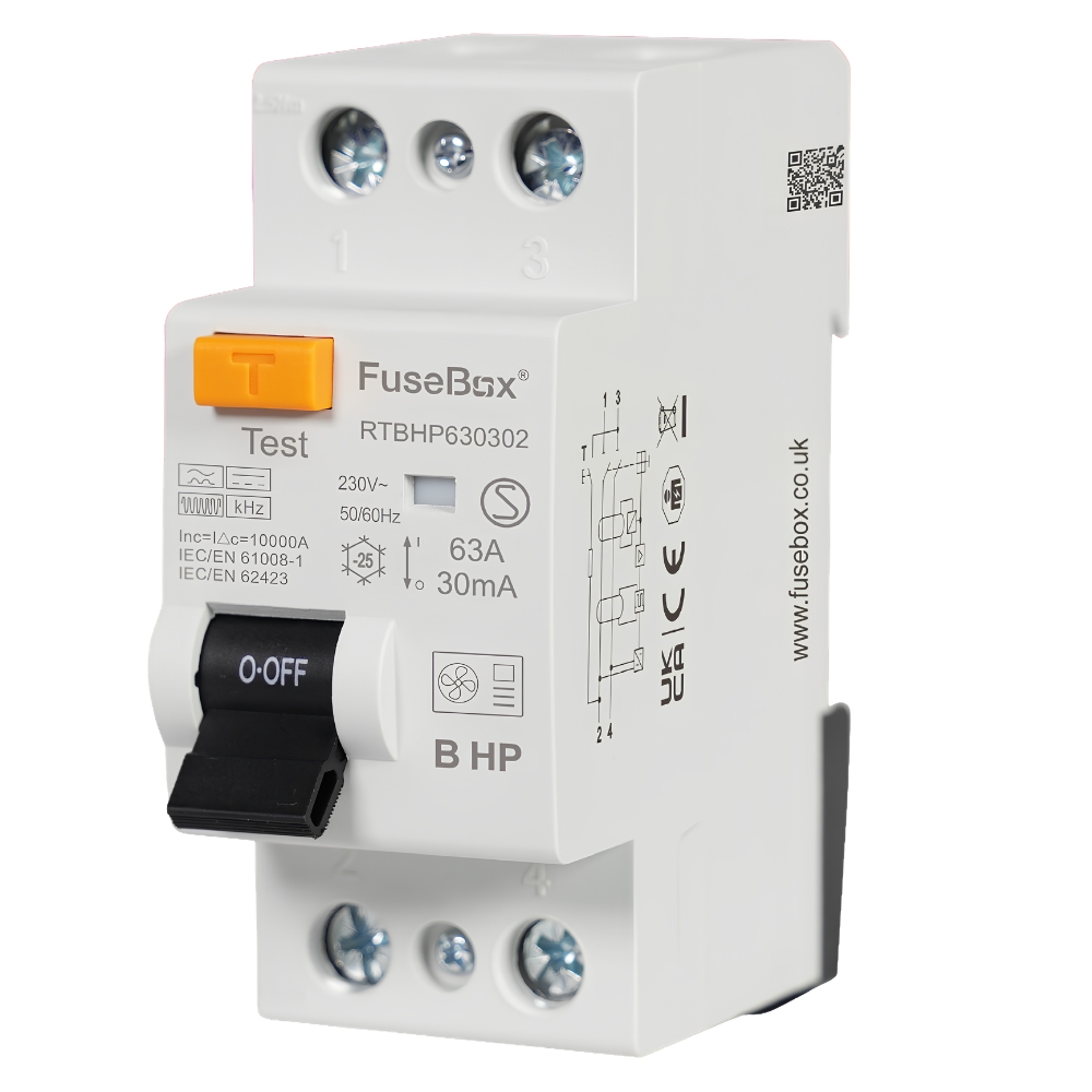 FuseBox | RTBHP630302 | 2 Pole Type B HP RCD | 30mA | 63A 1 FuseBox Type B HP RCD 63A 30mA – RTBHP630302