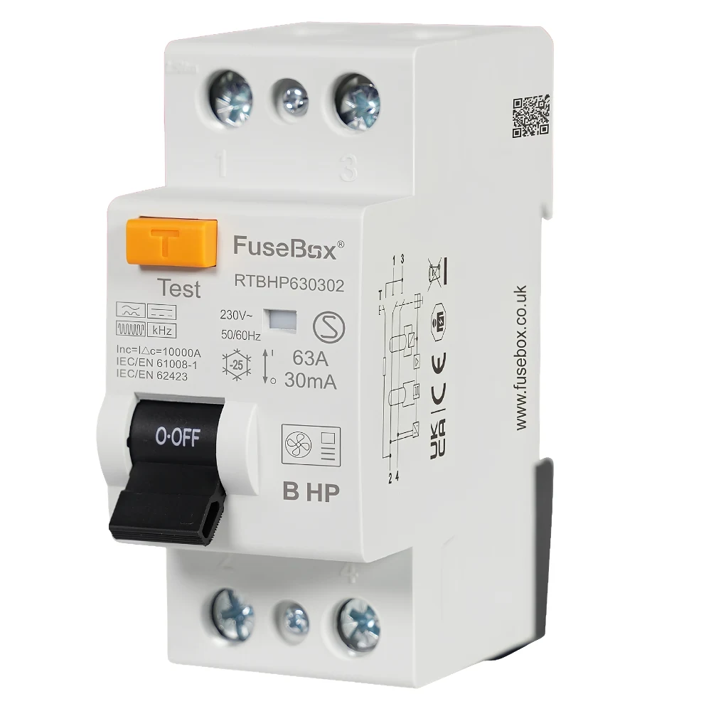 FuseBox | RTBHP630302 | 2 Pole Type B HP RCD | 30mA | 63A 1 FuseBox Type B HP RCD 63A 30mA – RTBHP630302