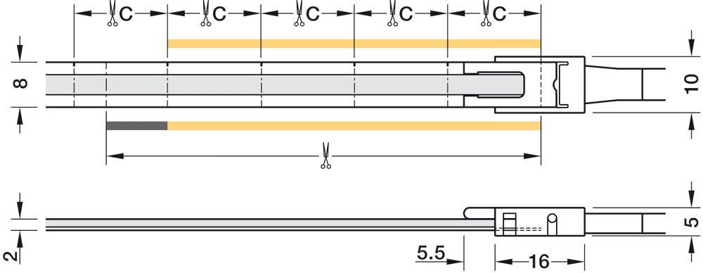 Hafele | 833.75.336 | Loox5 LED 3171 Free Cut COB Strip Light | 24V IP20 | 3000K | 5m 4 Hafele | 833.75.336 | Loox5 LED 3171 Free Cut COB Strip Light | 24V IP20 | 3000K | 5m