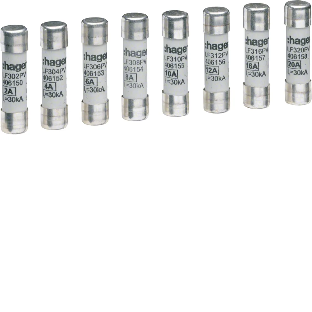 Hager | LF301PV | 1A 1000V DC PV Fuse | 10x38mm | Pack of 10 1 Hager | LF301PV | 1A 1000V DC PV Fuse | 10x38mm | Pack of 10