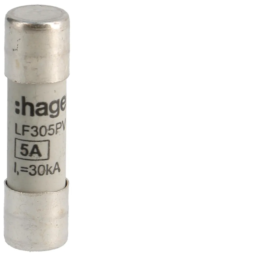 Hager | LF305PV | 5A 1000V DC PV Fuse | 10x38mm | Pack of 10 1 Hager | LF305PV | 5A 1000V DC PV Fuse | 10x38mm | Pack of 10
