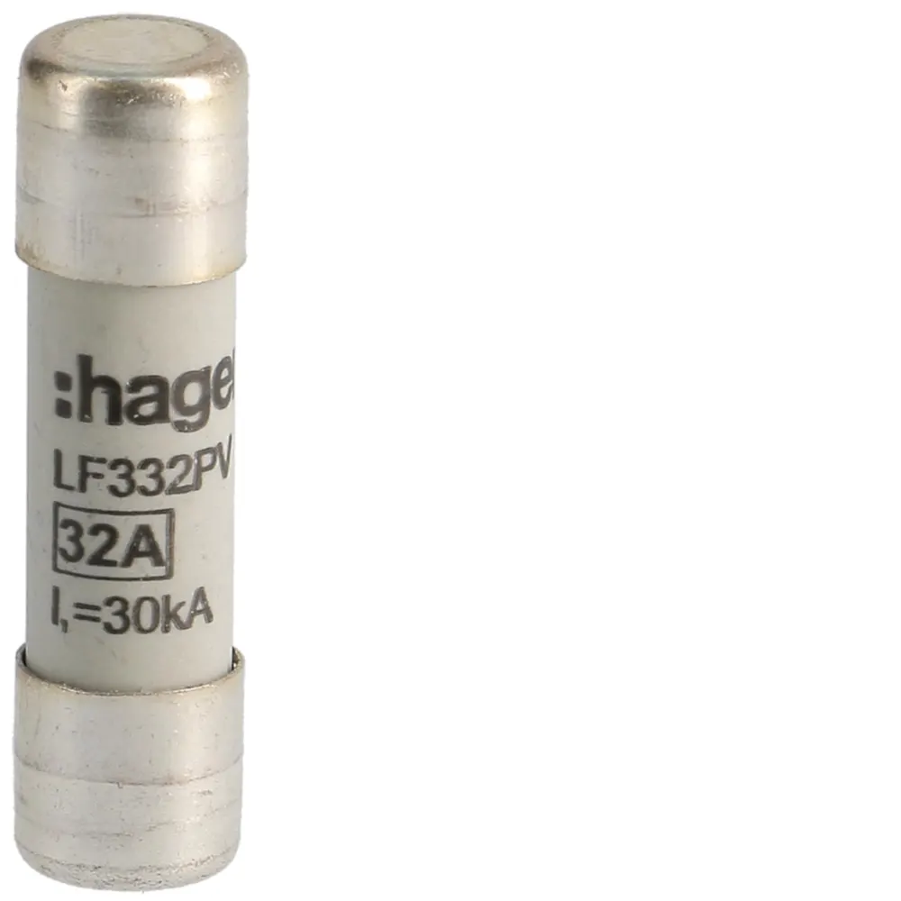 Hager | LF332PV | 32A 600V DC PV Fuse | 10x38mm | Pack of 10 1 Hager | LF332PV | 32A 600V DC PV Fuse | 10x38mm | Pack of 10