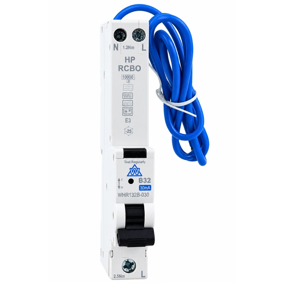 WCED | WHR132B-030 | 10kA | 30mA | Type B HP Heat Pump RCBO | B Curve | 32A 1 WCED | WHR132B-030 | 10kA | 30mA | Type B HP Heat Pump RCBO | B Curve | 32A